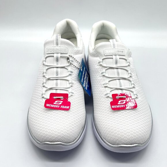 Skechers Womens Size 9 9M Summits White Silver Slip On Comfort Sneakers Shoes - Picture 2 of 14